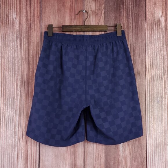 Rhone X Peloton Mens Medium Unlined Gym Training Shorts Navy Checkered Pattern - Picture 2 of 14